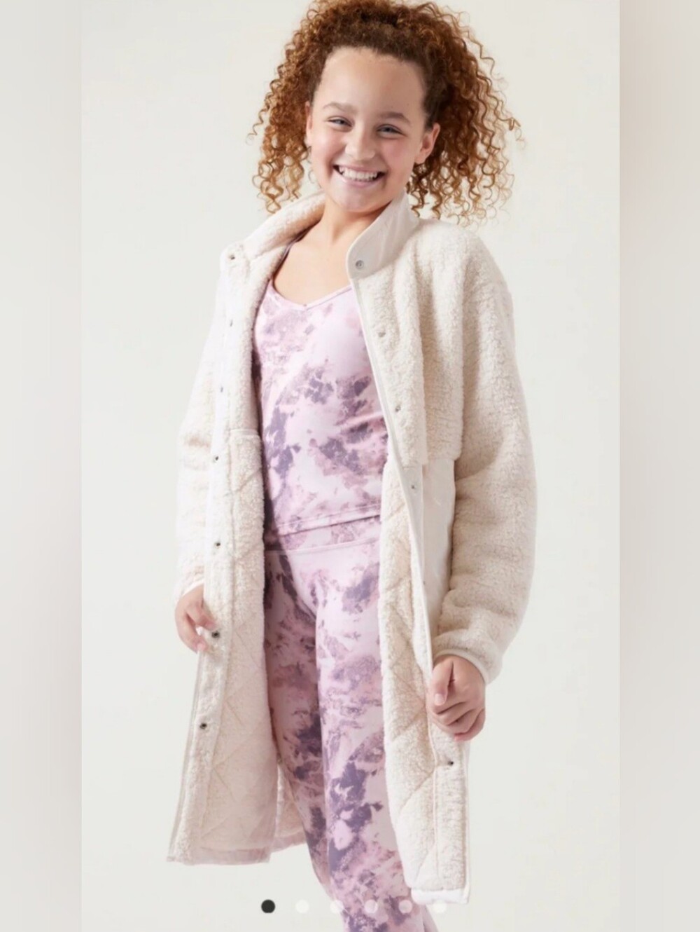Athleta Cream Sherpa Longline Jacket